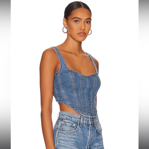Bardot Tops Bardot Denim Corset Bustier In Vintage Poshmark